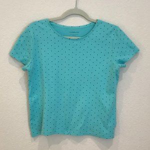 Croft & Barrow Classic Tee - Teal with dots